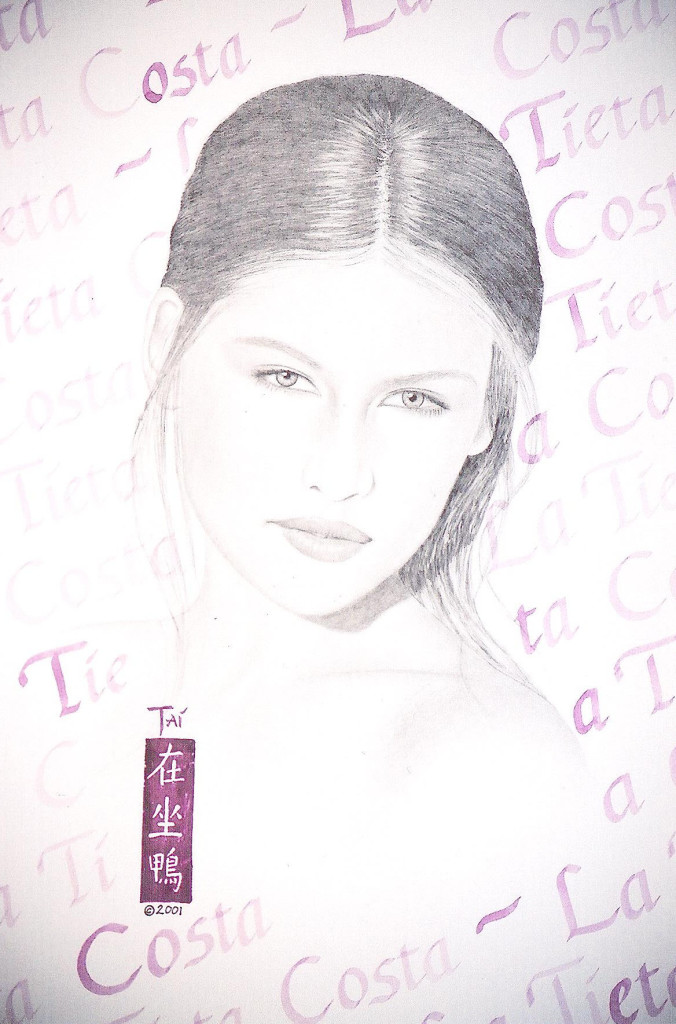 Artist Hangout 36 - Laetitia Casta (2001 Nov) (graphite & watercolor) - By Artist Tai Zen