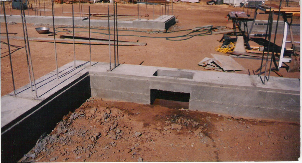 Artist Hangout - Rammed Earth House Construction 07 - Poured Footings With Rebar