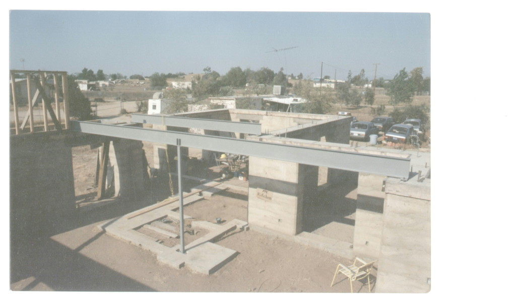 Artist Hangout - Rammed Earth House Construction 23 - Steel Beams