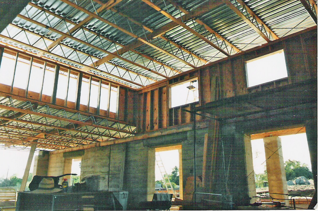 Artist Hangout - Rammed Earth House Construction 29 - Roof Trusses